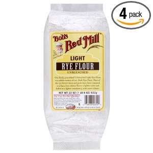Bobs Red Mill Flour Rye Light (Unbleached), 22 ounces (Pack of4)
