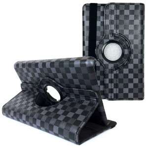  Black Checkered 360 Rotating Damier Canvas Leather Swivel 