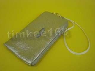 Silver PU Leather zip pouch for Samsung Mobile
