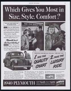 1940 Plymouth 2dr Car Vintage Print Pretty Woman Ad  