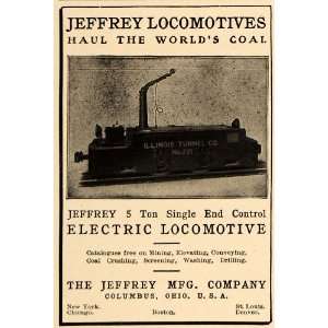 1906 Ad Jeffrey Locomotives Coal Electric Train Mining   Original 