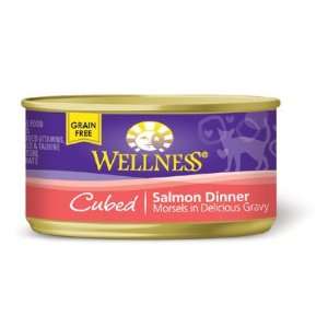  Wellness Cat Food Cubed Salmon Dinner 24/3 oz Pet 