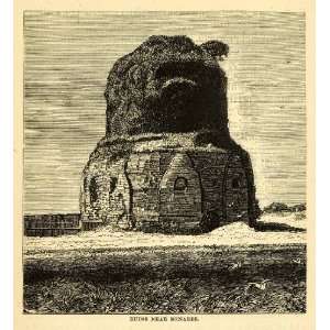  1872 Wood Engraving Dahmekh Stupa Sarnath India Varanasi 