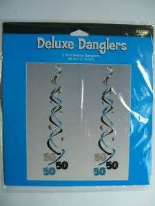 50th Birthday Deluxe Danglers (Black/Silver/Blue){AA}  