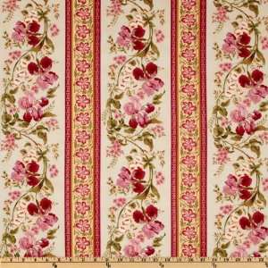  44 Wide Janelle Glorious Border Stripe Rose Fabric By 