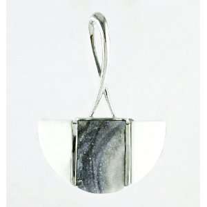 New Drusy Agate and White Agate Sterling Silver Pendant 