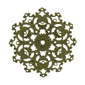  Olive Green Color Coated Brass Filigree Stamping By Ezel 