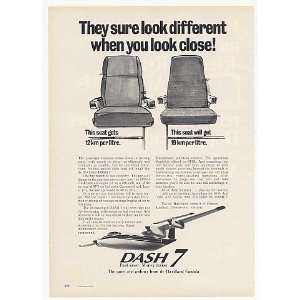  1974 de Havilland Dash 7 Airplane Seat Efficiency Print Ad 