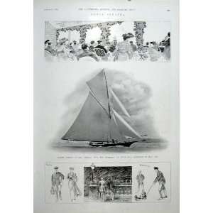  Cowes Regatta Old Print 1904 Sailing