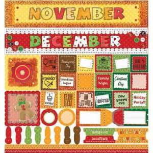  November December Calendar Cardstock Scrapbook Stickers 