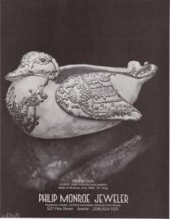 1900 Ceramic Faberge Duck 1980 Philip Monroe print Ad  