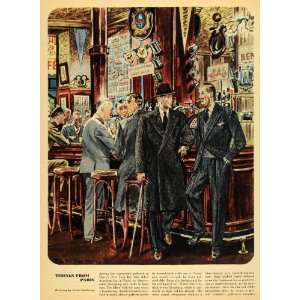 1947 Print Artist Leslie Saalburg Gentlemen Bar Fashionable Clothing 