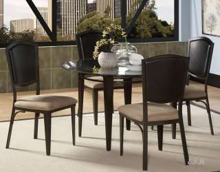 NEW 5PC ROCKDALE ROUND GLASS METAL DINING TABLE SET  