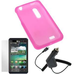   Case + Clear LCD Screen Protector + Car Charger for AT&T LG Thrill 4G