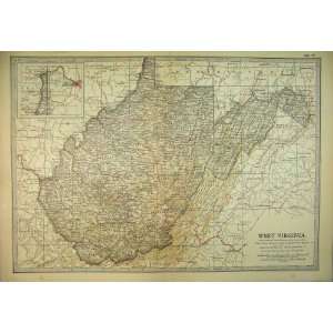  c1902 MAP WEST VIRGINIA PITTSBURG AMERICA CHARLESTON