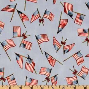  Doodle Bear U.S.Flag Blue Fabric By The Yard Arts, Crafts & Sewing