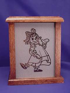 RAGGEDY ANN ETCHED GLASS NIGHT LIGHT GIRLS ROOM ~ ANDY  