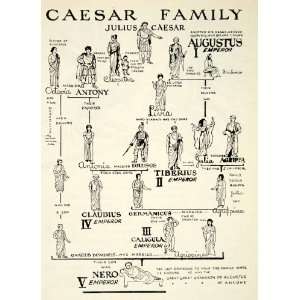  1947 Lithograph Caesar Lineage Julius Augustus Emperor 