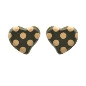  [Aznavour] Lovely & Cute Roly Poly Heart Earring / Khaki 