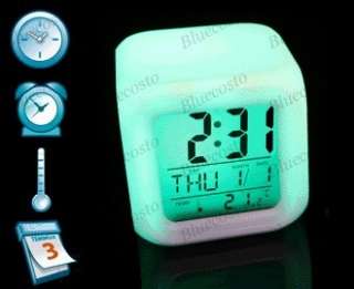 Digital Alarm Clock and Temp Glowing LED Change 7 Color  