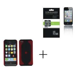 IPHONE 4 IPHONE 4G 2 TONE Rubber Paint red/black Rubberized Hard 