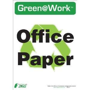  Sign, Header Green at Work, Office Paper with Recycle Symbol 