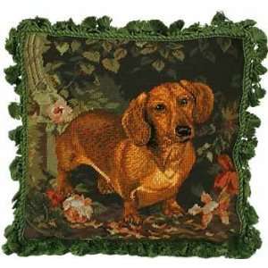    Petitpoint and Needlepoint Dachshund Pillow