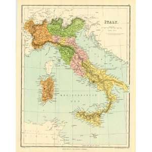  Bartholomew 1858 Antique Map of Italy