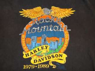   80s HARLEY DAVIDSON DEALER t shirt 1989 ROCKY MOUNTAIN HARLEY L  