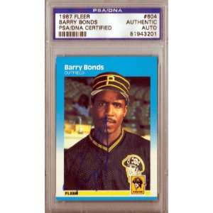  Barry Bonds Autographed 1987 Fleer RC Card PSA/DNA Slabbed 