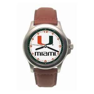  Miami Hurricanes Mens Rookie League Leather Strap Watch 