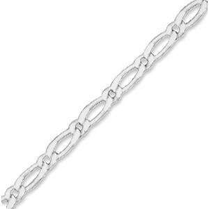  Rombo and Figaro Chain Sterling Silver Anklet Jewelry