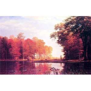  Oil Painting Autumn Woods Albert Bierstadt Hand Painted Art 