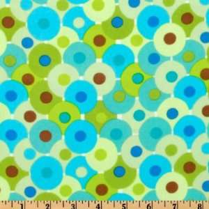  44 Wide Bliss Flannel Circles Green Fabric By The Yard 