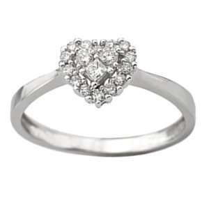   Gold, Princess & Round Diamond Heart Promise Ring (0.40 ctw) Jewelry