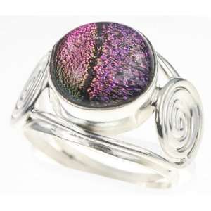  925 Sterling Silver DICHROIC GLASS Ring, Size 7.25, 6.04g 