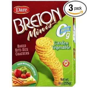 Dare Foods Breton Minis Vegetable Crackers, 8 Ounce (Pack of 3 