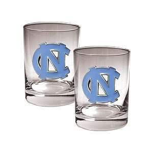  North Carolina Tarheels UNC Rock Glass Set of Two Sports 