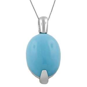  Sterling Silver Turquoise Oval Necklace Jewelry