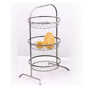  3 Tier Metal Stand   Three Removable Baskets   Nickel 