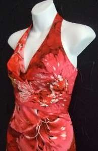 DONNA RICCO pink red halter stretch cotton dress NWT 6  