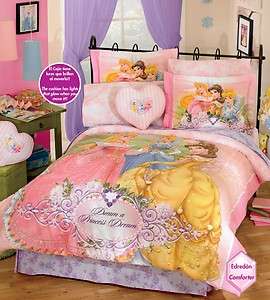 NW Girls Pink Disney Princess Diamond Comforter Sheets Bedding Set 