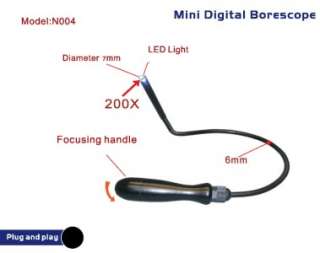 Supereyes 200X USB Digital Mini 7mm Manual Focus Endoscope/Borescope w 