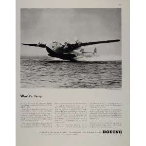  1943 Print Ad Boeing Transatlantic Clipper Airplane WW2 