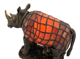 African Rhinoceros Stained Glass Accent Lamp Rhino  