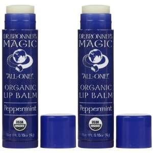 Dr. Bronners Organic Lip Balm Peppermint 0.15 oz, 2 ct (Quantity of 5 