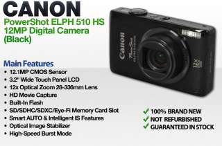 Canon Powershot 510 HS Digital ELPH Camera 12.1 MP (Black) 5685B001 