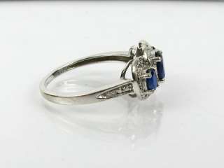  Estate 1ctw Natural Blue Sapphire & Pave Diamond 10k White Gold Ring 