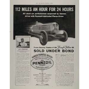  1933 Ad Pennzoil Oil A B Jenkins Pierce Arrow Race Car 
