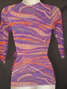 NWT Sweet Pea Stacy Frati Purple Wavy Wrap Shirt S $98  